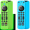 Pinowu Silikon-Schutzhülle (2 Stück), kompatibel mit Alexa Voice Remote Pro, rutschfeste Silikon-Schutzhülle mit Umhängeband für Fire TV Cube Remote Pro (Grünes Glühen & Türkis Nicht Leuchtend)