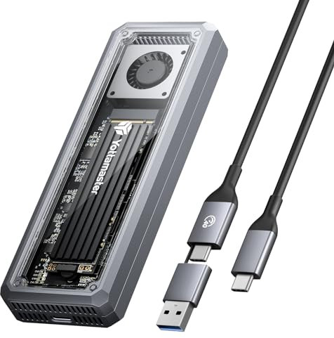 Yottamaster 40Gbps Carcasa SSD M2 NVMe, Instalación sin Herramientas USB4 M.2 NVMe SSD Apoyo 2230/2242/2260/2280 (M-Key)- Amplia Compatibilidad con Thunderbolt 4/3 Windows, Linux y Mac