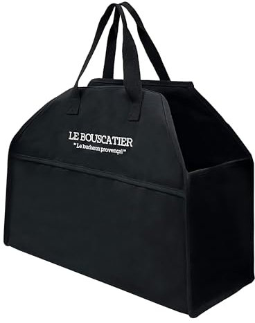 Sac de transport bois de chauffage robuste et résistant pour bûches - 60x46x26cm de 50L. Panier multi usage à bois extra large, accessoire pour poêle, cheminée à bois, brasero ou barbecue