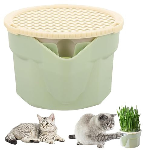 eurNhrN Cat Grass Planter 3.5 Inch Plastic Hydroponic Cat Grass Cup Box Easy to Grow Soil Reusable Wheatgrass Growing Kit Sprouter for Indoor Cats Germination Trays