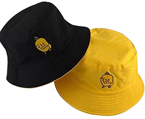 COSSIKA Fischerhut, Unisex, gelbe Ente, Bestickt, wendbar, Sonnenschutz, Fischerhut