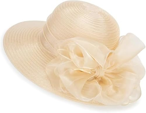 Chapeau de soleil Kentucky en organza pour femme avec nœud et fleur pour église, derby, chapeau melon pour mariage, thé, cocktail, événements