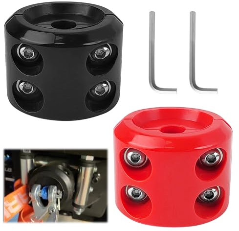Atv Zubehör, Seilwinde Hand Offroad Zubehör, Winde Kabel Haken Stopper, Seilschoner Wasserdicht Seilhaken-Zubehör für ATV UTV Offroad-Winden mit Inbusschlüssel(Schwarz + Rot)