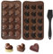 LHOEST Chocolate Moulds Silicone Hearts 3 Pieces Dubai Chocolate Moulds Silicone Deep chocolate Mould Baking 15 Holes Dubai Chocolates Making Kit Reusable Heart Silicone Moulds for Chocolates Cake DIY