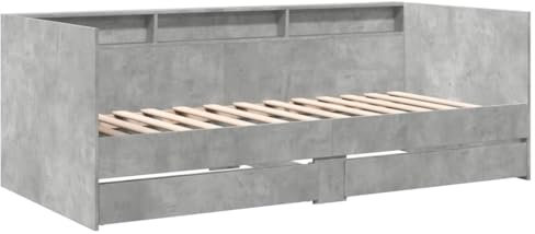 vidaXL Tagesbett, Gästebett mit 2 Schubladen mit Rollen, Schlafsofa für Schlafzimmer, Bettsofa Sofabett Daybed Bett, Betongrau 75x190cm Holzwerkstoff