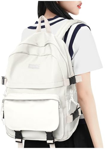 HYC00 Schulrucksack Damen, Causal Travel Schultaschen Laptop Rucksack für Mädchen im Teenageralter Leichter Rucksack Wasserabweisend Bookbag College Boys Men Work Daypack,Beige