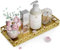 Bathroom Vanity Tray for Counter Organizer - 11 Inch Small Decorative Tray Gold Rectangle Countertop Tray for Perfume Makeup Cosmetic Jewelry