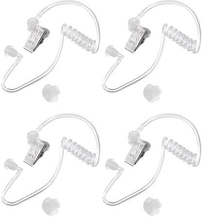 QUARKZMAN Orecchio Pezzo Auricolare Agente Segreto Costume Puntello 4pz | Auricolare, con Auricolari Sostituzione Acustica Tubo, per 2-Via Radio Audio Cuffie