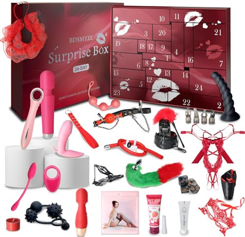 BDSMYEE Deluxe erotischer Valentinstag Set Geschenk für sie mit 24 Sex Spielzeug für Paare,Sex Toyset für Paar Set Sexspielzeuge für Paare Sex,Sex Spielzeug ab 18 für Paare extrem (Rosarot)