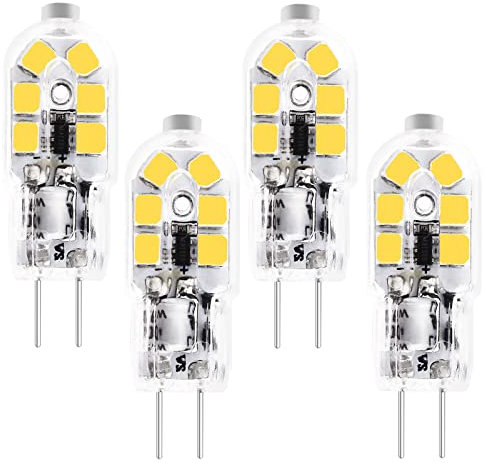 KUNKA T3 G4 LED Birne -Bi-Pin Sockel JC T3 Halogen Glühbirne- 20W Äquivalent, 360°, Kein Flackern, Stiftsockellampe Glühbirnen 12V AC/DC MR11 G4/GU4/GZ4 Bi-Pin Sockel (Warmweiß 3000K, 4er-Set)