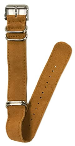 AXTGBHL Leder Zulu Uhrenarmband 20mm Leder Nato Strap Armband Fünf Siver Buckle Ersatz Armbanduhrband(Tan)
