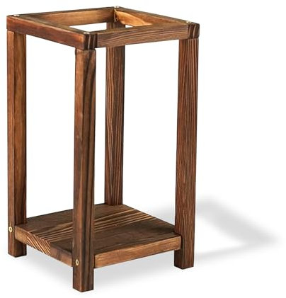 Laterne Holz, 2er Set Holzlaternen, Laterne Wood aus Holz 27cm Hoch, Gartenwindlicht für Kerzen Bodenlaterne Kerzenlaterne Vintage Hochzeit Party Weihnachten Tischdeko Innen Außen Deko Braun