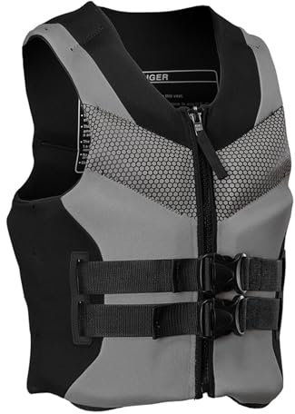 YAMNYSS Neopren-Schwimmweste Professionelle Schwimmweste Für Erwachsene Mit Hohem Auftrieb Und Schwimmweste Zum Surfen, Kajakfahren, Rafting,Grau,4XL