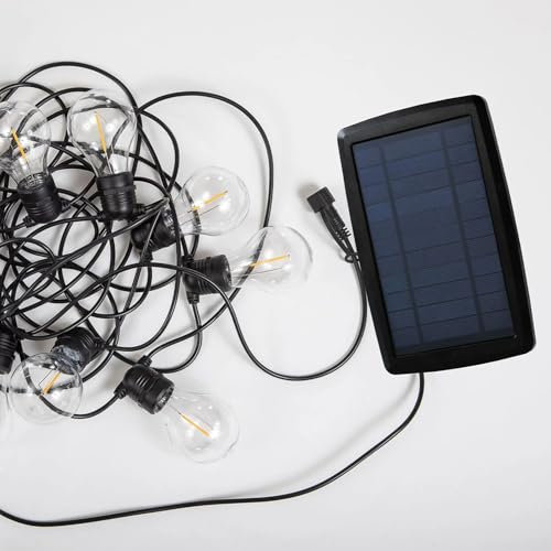 LED Lichterkette außen Solar 10x E27 IP44 Schwarz 2700 K warmweiß 350 lm 500 cm lang Außenlichterkette Solarlichterkette für Garten Balkon