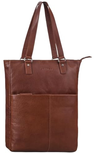 STILORD Lund Echtleder Shopper Tasche Damen Leder groß – Handtasche für DIN A4 & 16 Zoll Laptop | Vintage Schultertasche Umhängetasche Damen Arbeitstasche Farbe:zamora - braun
