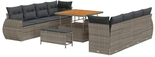 vidaXL Gartensofa-Set 11 STK. Grau Poly-Rattan