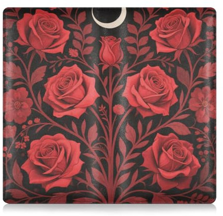 EtherSpher Porta libretto auto in pelle PU con rose rosse gotiche e supporto assicurativo per patente di guida, carte e documenti essenziali