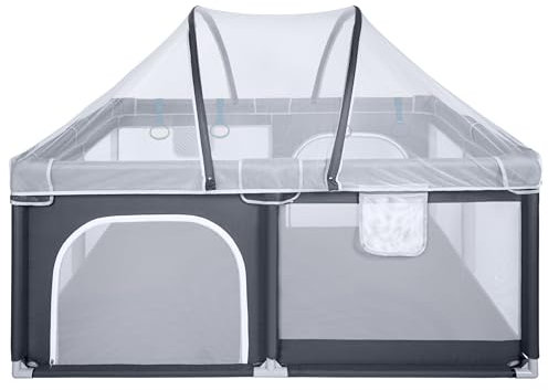 ONVAYA® Laufgitter mit Insektenschutznetz | Laufstall für Babys | 160 x 200 cm | Schutzgitter für Kinder | Rechteckiges Krabbelgitter | Absperrgitter | Babyzaun