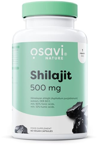 Osavi Himalayan Shilajit 500 mg – 90 Vegan Capsules | Standardised to 60% Fulvic & 12% Humic Acids | Natural Mumijo Extract from Himalayas (Himachal Pradesh & Nepal) | Ayurvedic Tradition