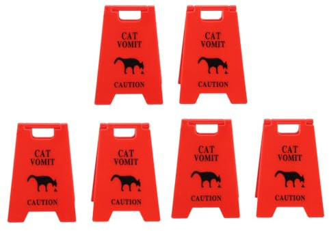 Sxhlseller I Gatti Vomitano il Segnale di Avvertimento, la Plastica 6pcs Cautela del Gatto Multifunzionale (rosso)