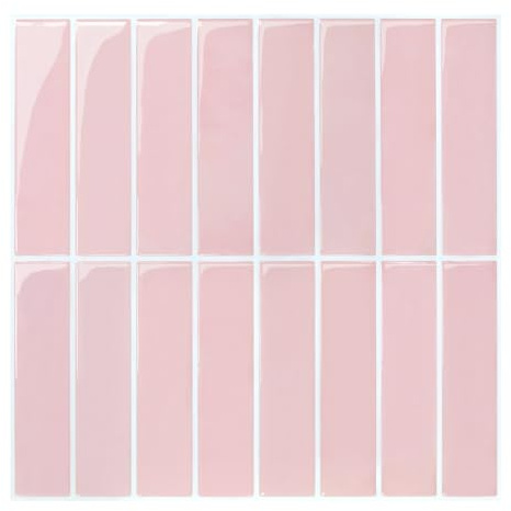 COMSTICKC Piastrelle Adesive Cucina Bagno 3D, 10 Pezzi 30,5x30,5cm | Rosa, Mattonelle Adesive Bagno, Murali Autoadesivo Cucina Decorativi, Impermeabili e Facili da Pulire