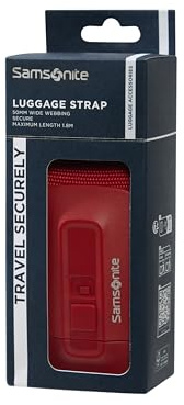 Samsonite TA Revolution – Gepäckgurt 50mm, Verstellbar & Robuste klick-Schnalle, Sicheres Kofferband für Reisen, Rot
