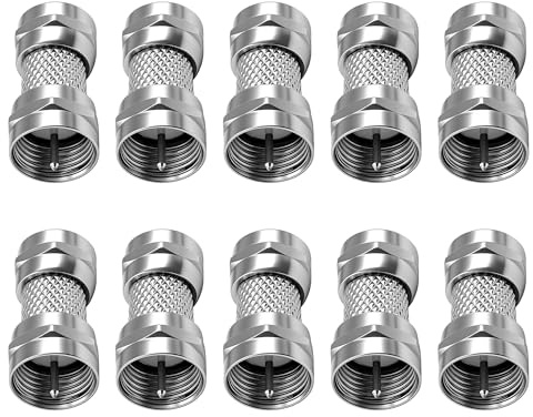 MEIRIYFA Adattatore tipo F maschio a maschio coassiale, adattatore connettore RG6, cavo coassiale per TV, antenna, cavo video, 10 pezzi
