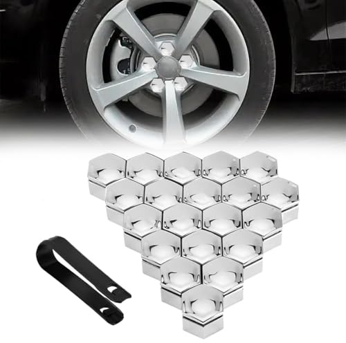 ONEMAJI 20 Stücke Radschraubenkappen für Nissan Qashqai J10 J11 J12 2012-2024 2025, Radmuttern Anti-Diebstahl Schraubenabdeckung Radkappen Radbolzen Kappen,Silver