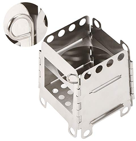 Cosiki Mini Fornello a Legna Pieghevole Portatile, Fornello da Esterno Leggero in Acciaio Inossidabile con Borsa per il Trasporto, da Campeggio per Campeggio Picnic Barbecue Zaino in Spalla
