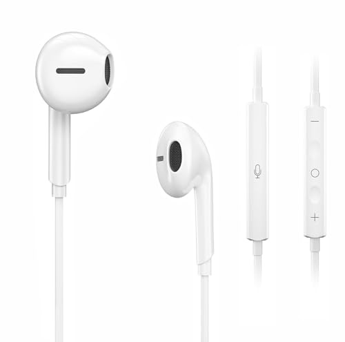 Easy Read Register Écouteurs pour Écouteurs Filaire Intra-Auriculaires avec Son stéréo, contrôle du Volume et Microphone Anti-Bruit