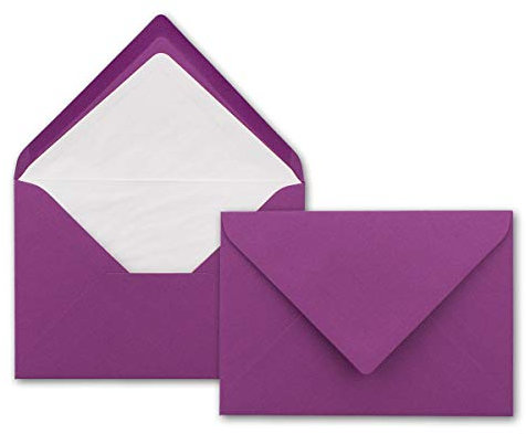 50x Kuverts in Holunder - Brief-Umschläge in DIN B6-12,5 x 17,6 cm geripptes Papier - weißes Seidenfutter für Weihnachten & festliche Anlässe
