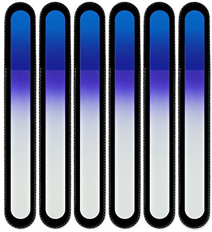 Mont Bleu Grande lima de uñas de cristal de color en estuche de terciopelo negro, vidrio templado checo auténtico, Garantía de por vida | Fabricado a mano en la República Checa