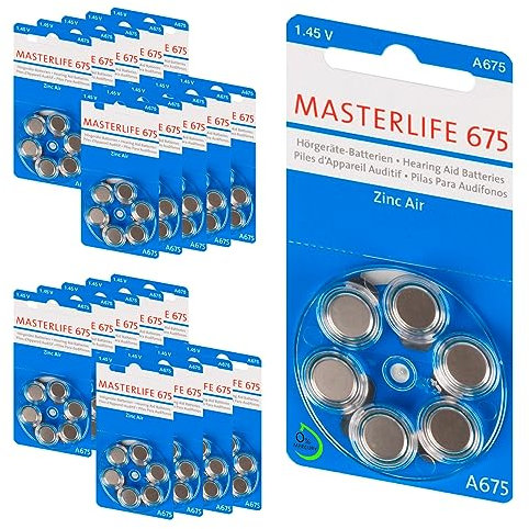 MASTERLIFE BATTERIEN Typ 675 PR44 HÖRGERÄTE BATTERIE A675 (120)