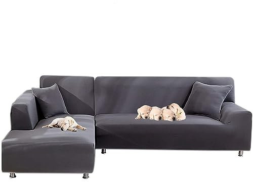 jianyana Sofabezug L Form Sofa Überwürfe Stretch Couchbezug L Form Rechts oder Links mit 2 Kissenbezügen Waschbar Ecksofa Sofaüberwurf Möbelschutz