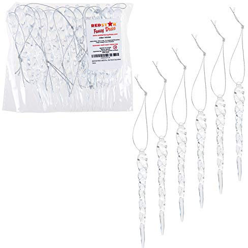 Clear Icicles - Pack of 12 Transparent Twisted Icicles Christmas Tree Hanging Decorations - Shatterproof, Xmas Tree Hanging Ornaments for Indoor and Outdoor - Holiday Party Décor