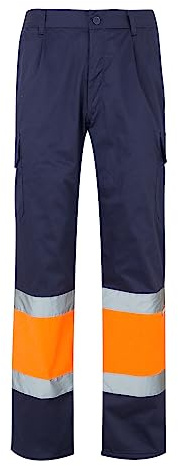 VELILLA 157, zweifarbige Hose mit mehreren Taschen, hohe Sichtbarkeit, Marineblau und Neonorange, Größe 5XL