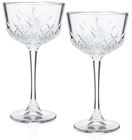 HISTORY COMPANY Nick & Nora Cocktailglas-Set – 1930er Jahre New York Speakeasy Coupettes für Craft Cocktails – Vintage-inspiriertes 2-teiliges Barzubehör (Geschenkbox-Kollektion)