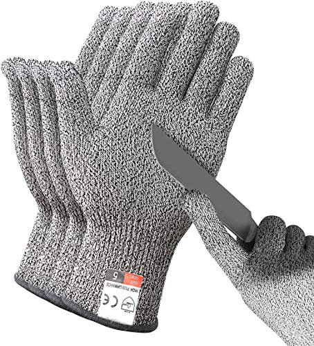 JADE KIT 2 Paar Schnittfeste Handschuhe, Anti-Schnitt Handschuhe der Stufe 5 mit EN 388-Zertifizierten Schutzhandschuhe Schnittschutz für Küche, Baustelle, Mandolinenschneiden & Holzschnitzen, L