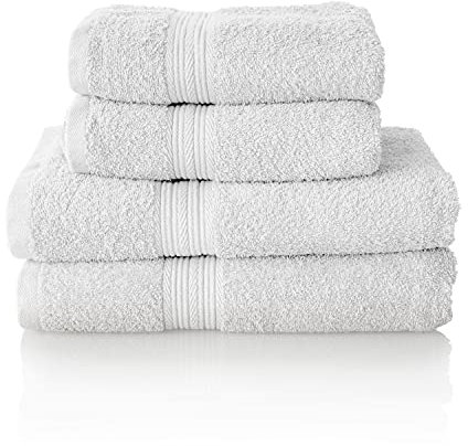 Glart - Set di asciugamani premium in spugna, disponibili in 6 colori e 5 dimensioni, composto da 2 teli doccia da 70x140 cm, e 2 asciugamani da 50x100 cm, bianco