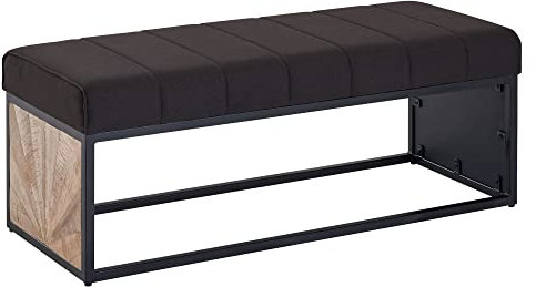 KADIMA DESIGN Sitzbank Stoff Schwarz 105x40x40 cm Flur Polsterbank mit Metallgestell