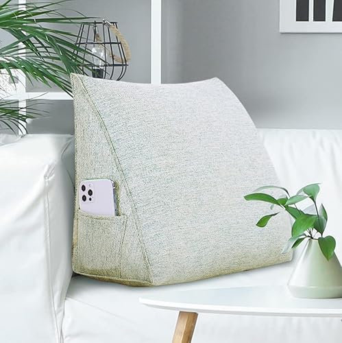 VERCART Sofakissen Groß Fest mit Bezug Polster Sofa Dreieck Gepolstert Ruecken Kissen für Couch Tagesbett, Rückenkissen für Bett zum Anlehnen Weiß 45x20x35cm