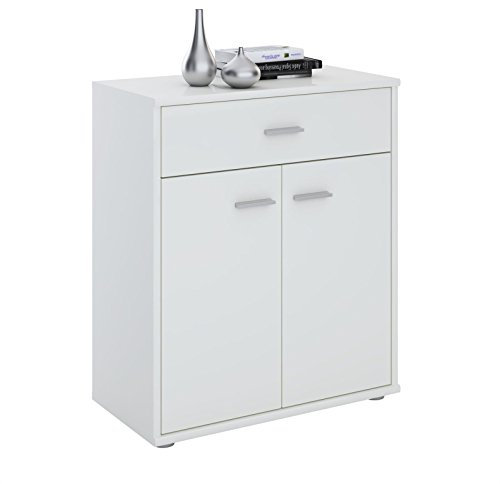 CARO-Möbel Kommode Sideboard Schrank Tommy weiß, Anrichte mit 1 Schublade und 2 Türen