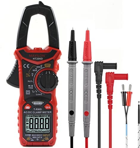 HT206D Multimetro Digitale, Pinza Amperometrica True RMS con Misura Temperatura e LowZ, NCV, LPF, AC/DC Tensione e Corrente, Frequenza, Resistenza, Capacità, Diodi, Continuità