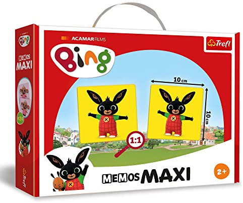 Trefl - Memos Maxi Bing - Lernspiel für die Jüngsten, Bilderpaare Finden, klassisches Gedächtnisspiel mit Bing Märchenfiguren, für Kinder ab 2 Jahren