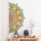 Tanlaby Halbe Mandala Wandtattoos Große Mandala Wandsticker Bunter Boho Blumen Wandaufkleber für Wohnzimmer Schlafzimmer Büros Sofa Hintergrund Hause Wanddekoration