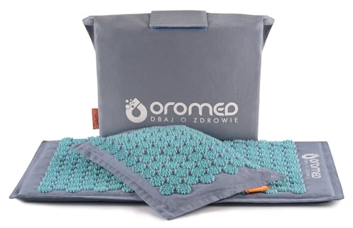 Oromed - Akupressur-Massagematte ORO-HEALTH mit Stacheln für Schmerzen und Schlafstörungen Therapie - Rücken- und Körpermassagematte Blau mit Nackenkissen