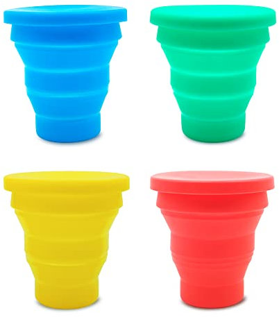 Brelet 4 Pezzi Tazze Pieghevoli.Tazza Pieghevole Retrattile.Bicchiere Pieghevole in Silicone.Tazza da Caffè Pieghevole.Risparmio Spazio Coppa Pieghevole per Campeggio,Viaggio(170 ml)