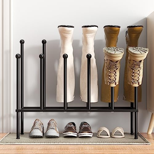 pickpiff Free Standing Shoe Racks - Black Metal Boot Rack, Shoe Organizer for Dorm Room, Closet, Entryway, Bedroom, Patio Outdoor, Hallway, Black Shoe Rack Organizer, Shoe Storage Fit for 6 Pairs