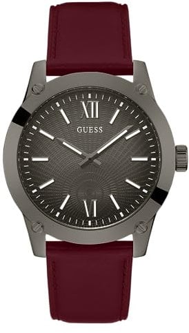 GUESS Herren Analog Quarz Uhr mit Leder Armband GW0628G4