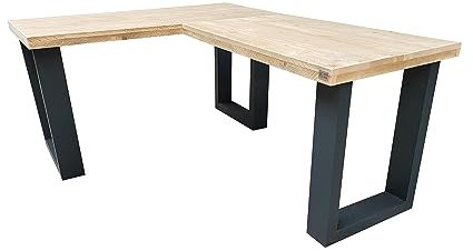 wood4you Eckschreibtisch New England aus Massivholz (200 x 120, Gray)